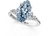 White gold Fancy Blue Marquise Cut Brilliant Diamond Solitaire Ring with Pear Side Stones and Four-Prong Setting_7