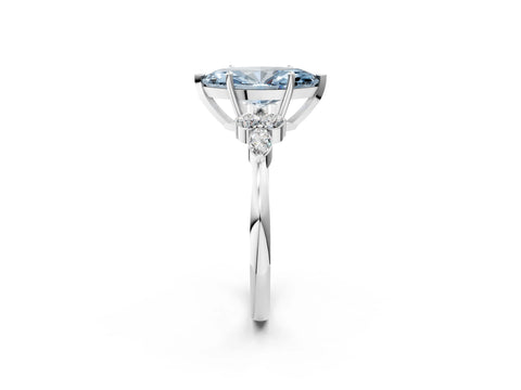 White gold Fancy Blue Marquise Cut Brilliant Diamond Solitaire Ring with Pear Side Stones and Four-Prong Setting_8