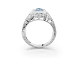 White gold Fancy Blue Marquise Cut Brilliant Milgrain Filigree Diamond Ring with Square Prong Setting_3