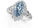 White gold Fancy Blue Marquise Cut Brilliant Milgrain Pave Heart Band Solitaire Ring_2