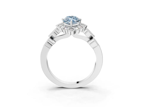 White gold Fancy Blue Marquise Cut Brilliant Milgrain Pave Heart Band Solitaire Ring_3