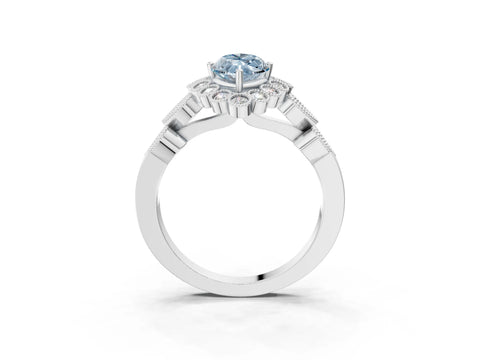 White gold Fancy Blue Marquise Cut Brilliant Milgrain Pave Heart Band Solitaire Ring_4