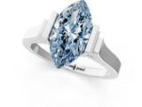White gold Fancy Blue Marquise Cut Brilliant Solitaire Diamond Ring with Channel Set Band and Bar Prong Setting_49