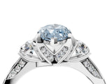 White gold Fancy Blue Marquise Cut Brilliant Three-Stone Diamond Ring with Pavé Band and Four-Prong Setting_19