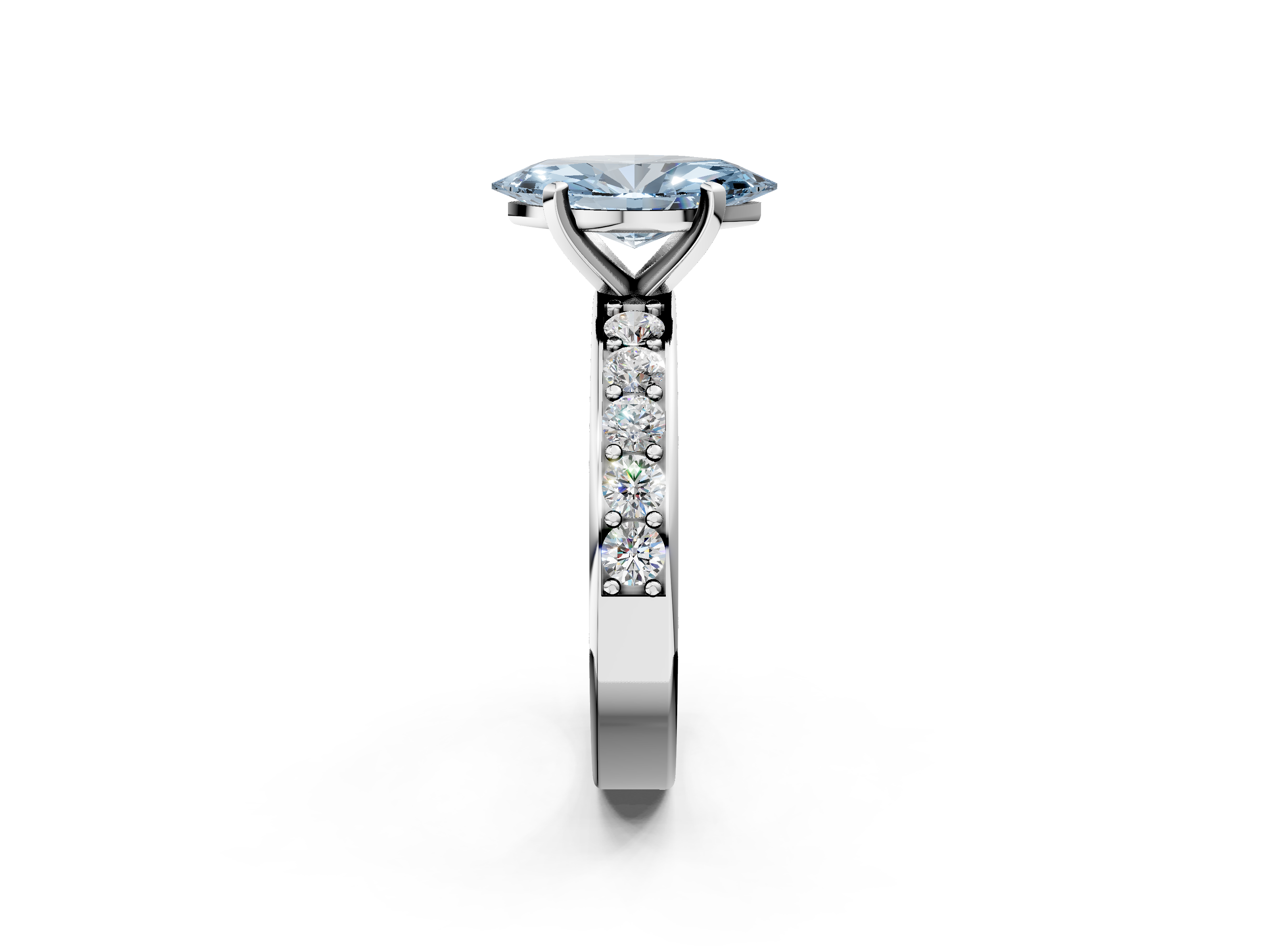White gold Fancy Blue Marquise  Cut Channel Set Diamond Engagement Ring with Four-Prong Setting_224