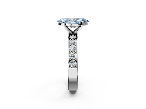 White gold Fancy Blue Marquise  Cut Channel Set Diamond Engagement Ring with Four-Prong Setting_224