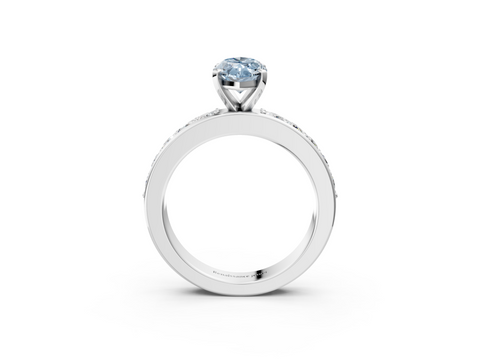White gold Fancy Blue Marquise  Cut Channel Set Diamond Engagement Ring with Four-Prong Setting_225