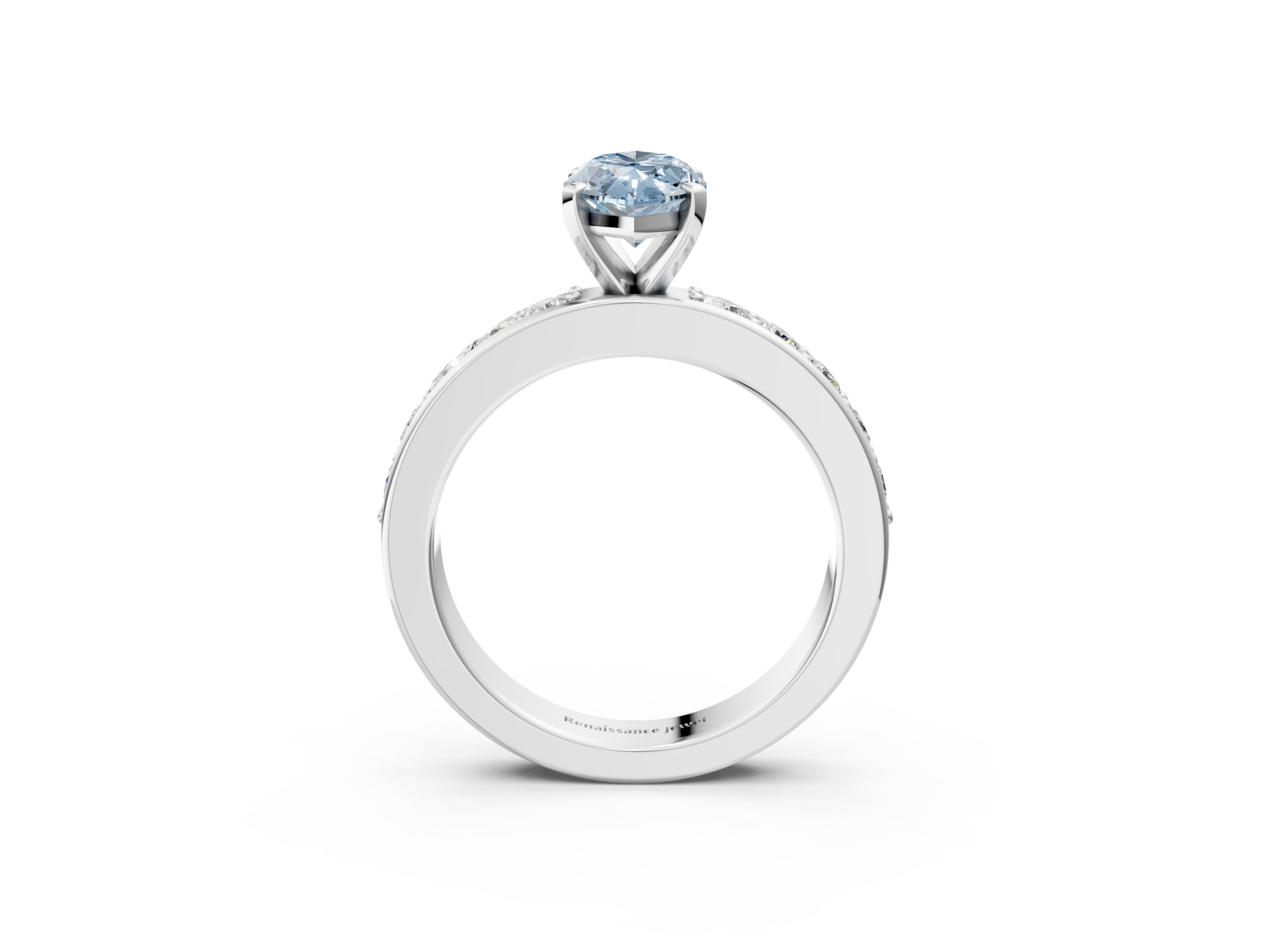 White gold Fancy Blue Marquise  Cut Channel Set Diamond Engagement Ring with Four-Prong Setting_225
