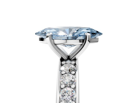 White gold Fancy Blue Marquise  Cut Channel Set Diamond Engagement Ring with Four-Prong Setting_233