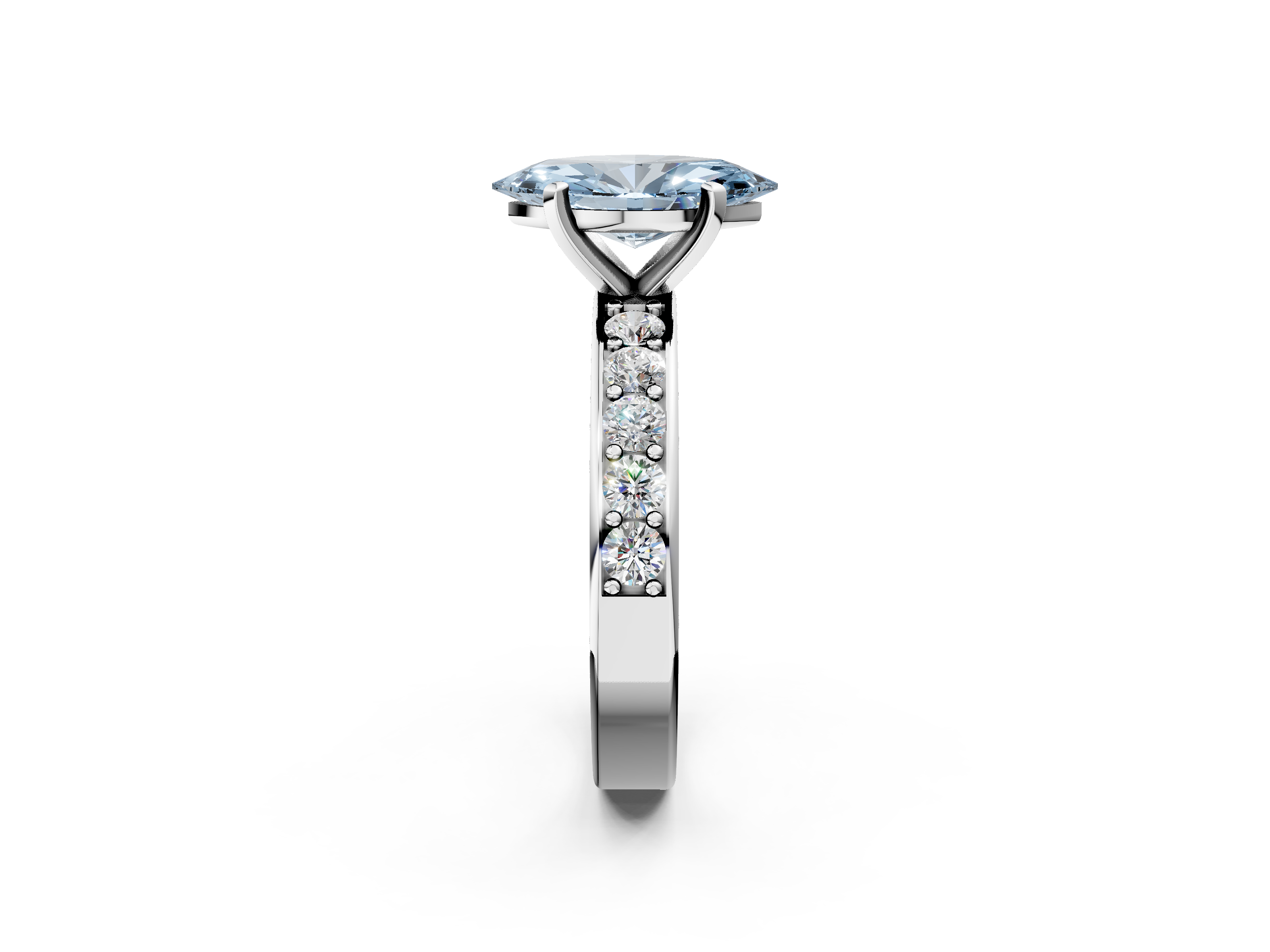 White gold Fancy Blue Marquise  Cut Channel Set Diamond Engagement Ring with Four-Prong Setting_242