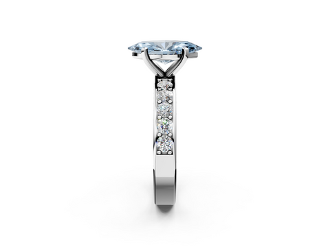 White gold Fancy Blue Marquise  Cut Channel Set Diamond Engagement Ring with Four-Prong Setting_242