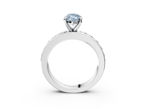 White gold Fancy Blue Marquise  Cut Channel Set Diamond Engagement Ring with Four-Prong Setting_243