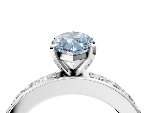 White gold Fancy Blue Marquise  Cut Channel Set Diamond Engagement Ring with Four-Prong Setting_244