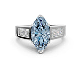 White gold Fancy Blue Marquise Cut Cut Channel Set Solitaire Ring with Four-Prong Setting_12