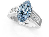 White gold Fancy Blue Marquise Cut Cut Channel Set Solitaire Ring with Four-Prong Setting_13