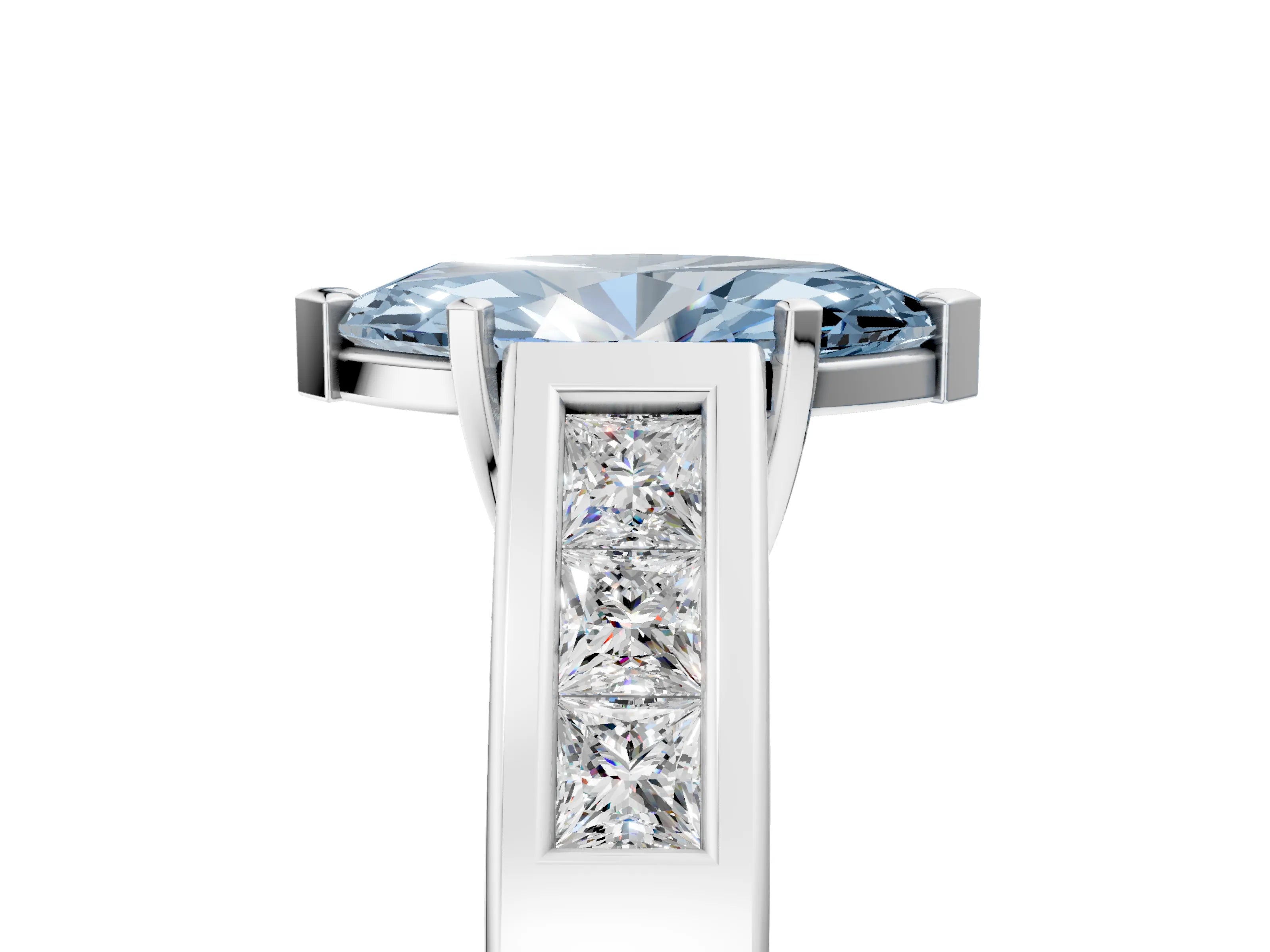 White gold Fancy Blue Marquise Cut Cut Channel Set Solitaire Ring with Four-Prong Setting_17