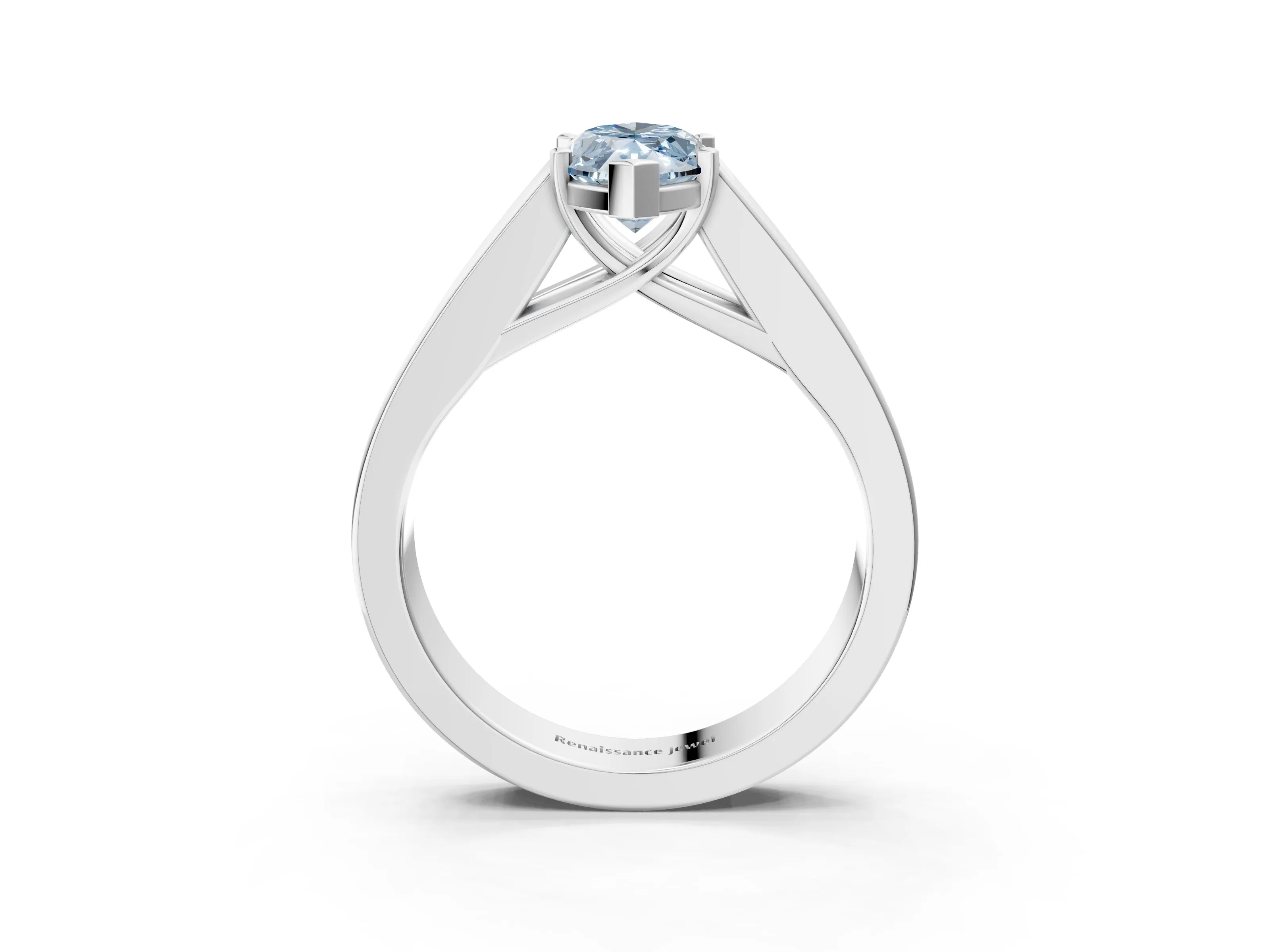 White gold Fancy Blue Marquise Cut Cut Channel Set Solitaire Ring with Four-Prong Setting_3
