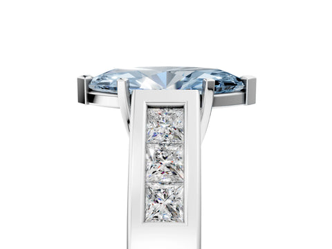 White gold Fancy Blue Marquise Cut Cut Channel Set Solitaire Ring with Four-Prong Setting_5
