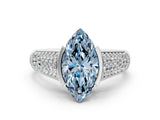 White gold Fancy Blue Marquise Cut Cut Diamond Channel Set Pave Band with Tension Prong Setting