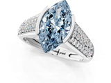 White gold Fancy Blue Marquise Cut Cut Diamond Channel Set Pave Band with Tension Prong Setting_1