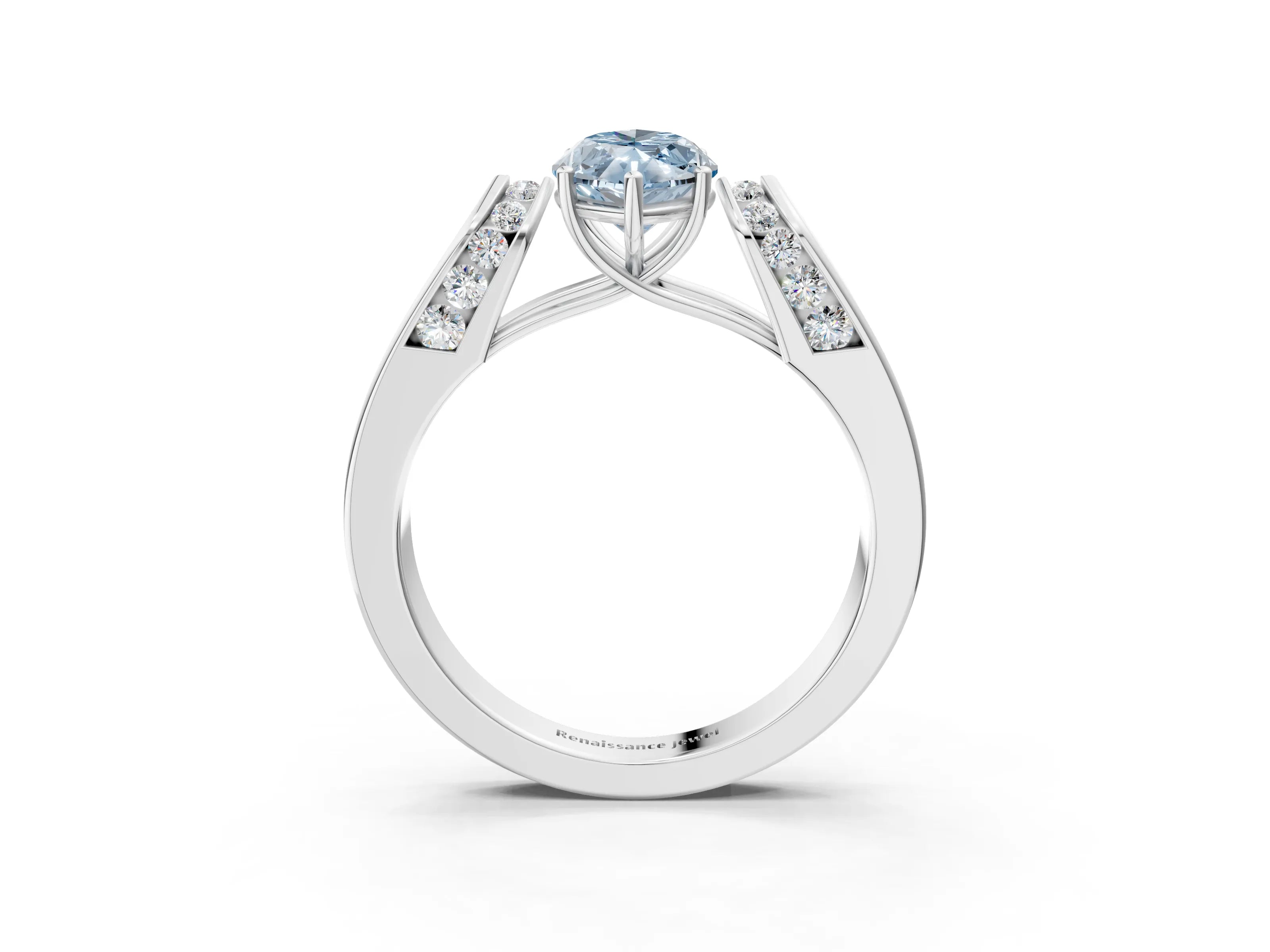 White gold Fancy Blue Marquise Cut Cut Diamond Channel Set Solitaire Ring with Four-Prong Setting_110
