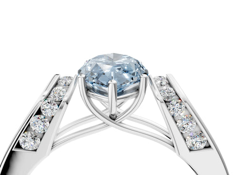 White gold Fancy Blue Marquise Cut Cut Diamond Channel Set Solitaire Ring with Four-Prong Setting_160