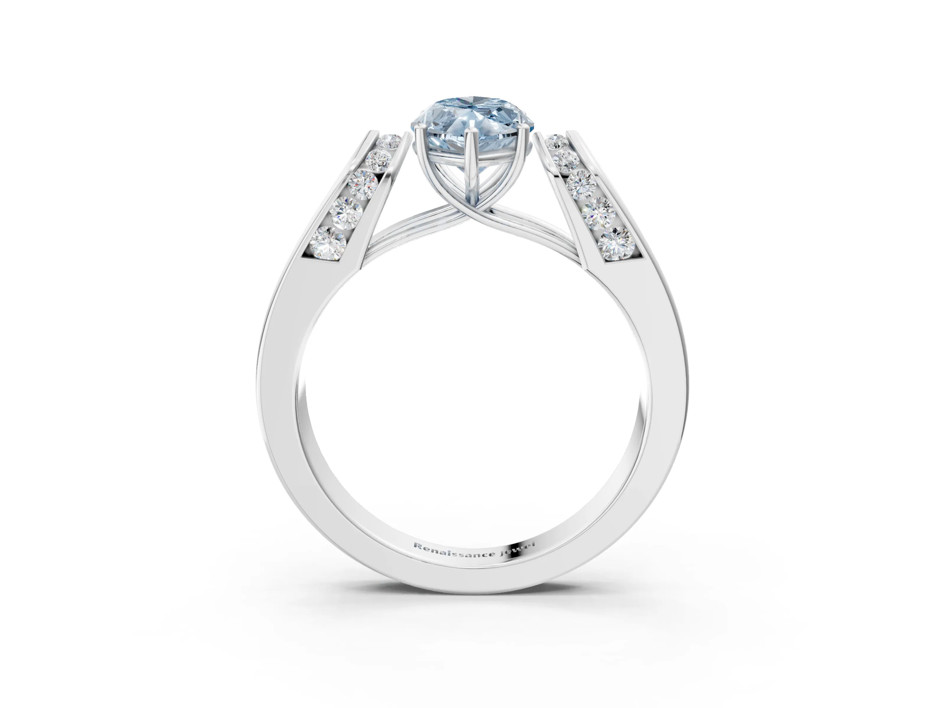 White gold Fancy Blue Marquise Cut Cut Diamond Channel Set Solitaire Ring with Four-Prong Setting_3