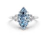White gold Fancy Blue Marquise Cut Cut Diamond Cluster Ring with Solitaire Band and Four-Prong Setting_36