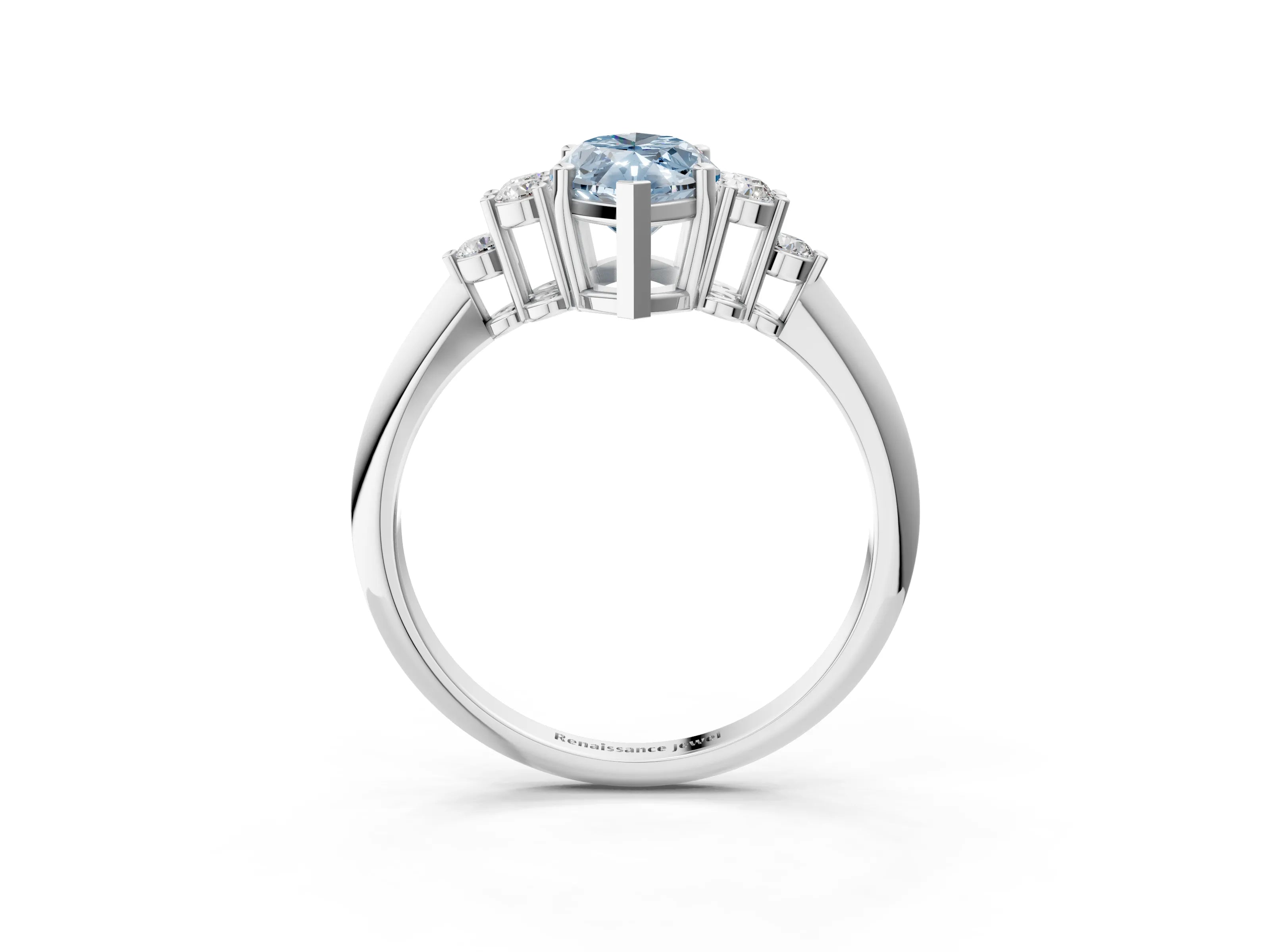 White gold Fancy Blue Marquise Cut Cut Diamond Cluster Ring with Solitaire Band and Four-Prong Setting_39