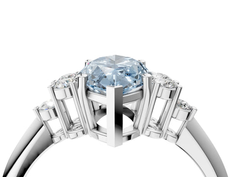 White gold Fancy Blue Marquise Cut Cut Diamond Cluster Ring with Solitaire Band and Four-Prong Setting_40