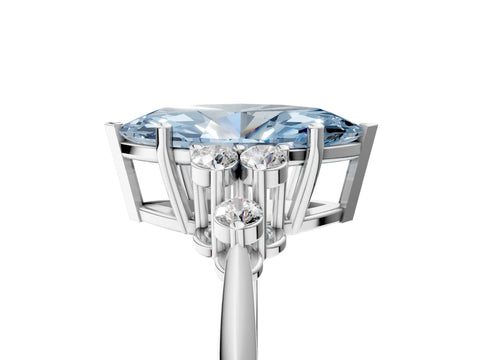 White gold Fancy Blue Marquise Cut Cut Diamond Cluster Ring with Solitaire Band and Four-Prong Setting_5