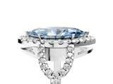 White gold Fancy Blue Marquise Cut Cut Diamond Halo Engagement Ring with Open Split Pavé Band_5