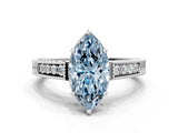 White gold Fancy Blue Marquise Cut Cut Diamond Milgrain Pave Band Four-Prong Setting Ring_15