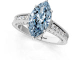 White gold Fancy Blue Marquise Cut Cut Diamond Milgrain Pave Band Four-Prong Setting Ring_16