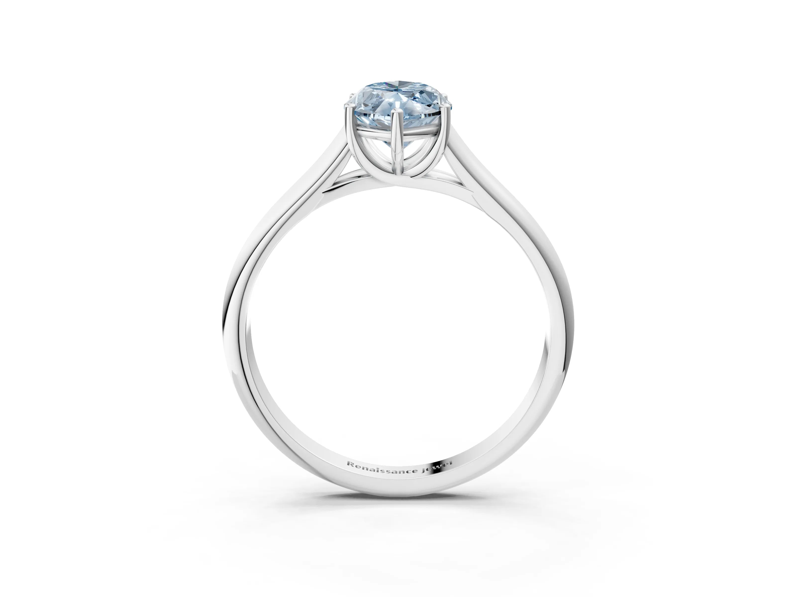 White gold Fancy Blue Marquise Cut Cut Diamond Solitaire Engagement Ring with Tapered Plain Band and Four-Prong Setting_15