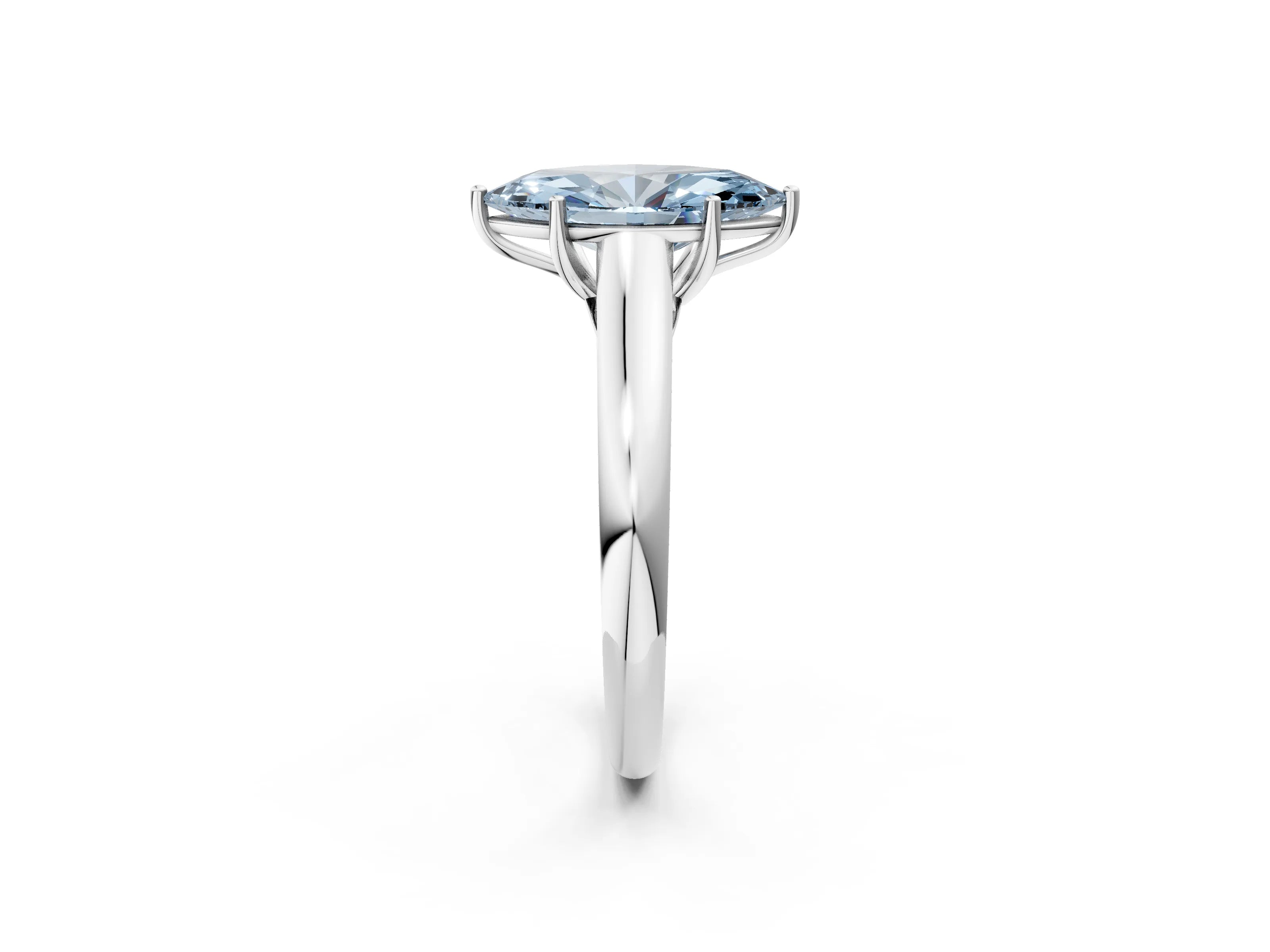 White gold Fancy Blue Marquise Cut Cut Diamond Solitaire Engagement Ring with Tapered Plain Band and Four-Prong Setting_2