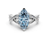 White gold Fancy Blue Marquise Cut Cut Diamond Twisted Band with Milgrain Pave Setting and Four-Prong Setting_12