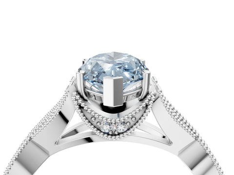 White gold Fancy Blue Marquise Cut Cut Diamond Twisted Band with Milgrain Pave Setting and Four-Prong Setting_16