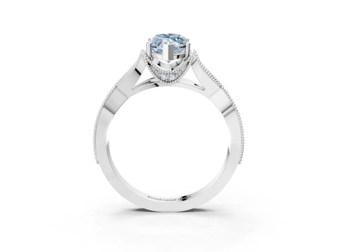 White gold Fancy Blue Marquise Cut Cut Diamond Twisted Band with Milgrain Pave Setting and Four-Prong Setting_3