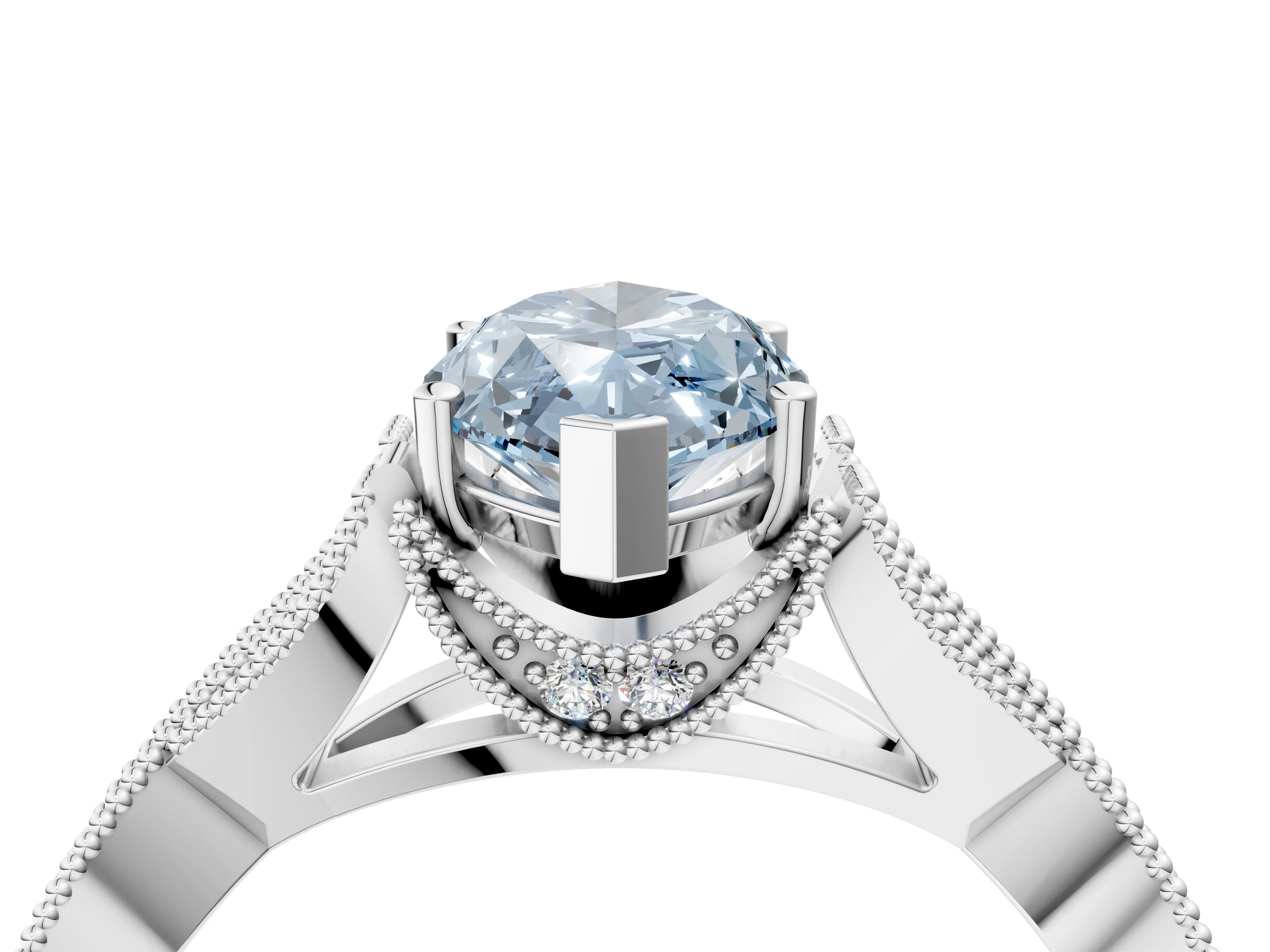 White gold Fancy Blue Marquise Cut Cut Diamond Twisted Band with Milgrain Pave Setting and Four-Prong Setting_4