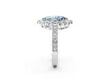 White gold Fancy Blue Marquise Cut Cut Halo Diamond Pavé Engagement Ring with Milgrain Detailing_14