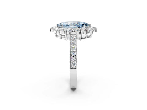 White gold Fancy Blue Marquise Cut Cut Halo Diamond Pavé Engagement Ring with Milgrain Detailing_14