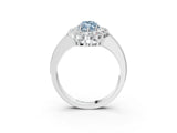 White gold Fancy Blue Marquise Cut Cut Halo Diamond Pavé Engagement Ring with Milgrain Detailing_15