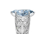 White gold Fancy Blue Marquise Cut Cut Milgrain Pave Diamond Engagement Ring with Four-Prong Setting_8