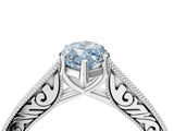 White gold Fancy Blue Marquise Cut Cut Pave Band Milgrain Solitaire Ring_4