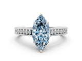 White gold Fancy Blue Marquise Cut Cut Pave Band Milgrain Solitaire Ring_6