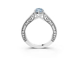 White gold Fancy Blue Marquise Cut Cut Pave Band Milgrain Solitaire Ring_9