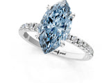 White gold Fancy Blue Marquise Cut Diamond Brilliant Solitaire Ring with Pavé Band and Four-Prong Setting_1