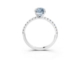 White gold Fancy Blue Marquise Cut Diamond Brilliant Solitaire Ring with Pavé Band and Four-Prong Setting_3