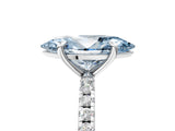 White gold Fancy Blue Marquise Cut Diamond Brilliant Solitaire Ring with Pavé Band and Four-Prong Setting_5